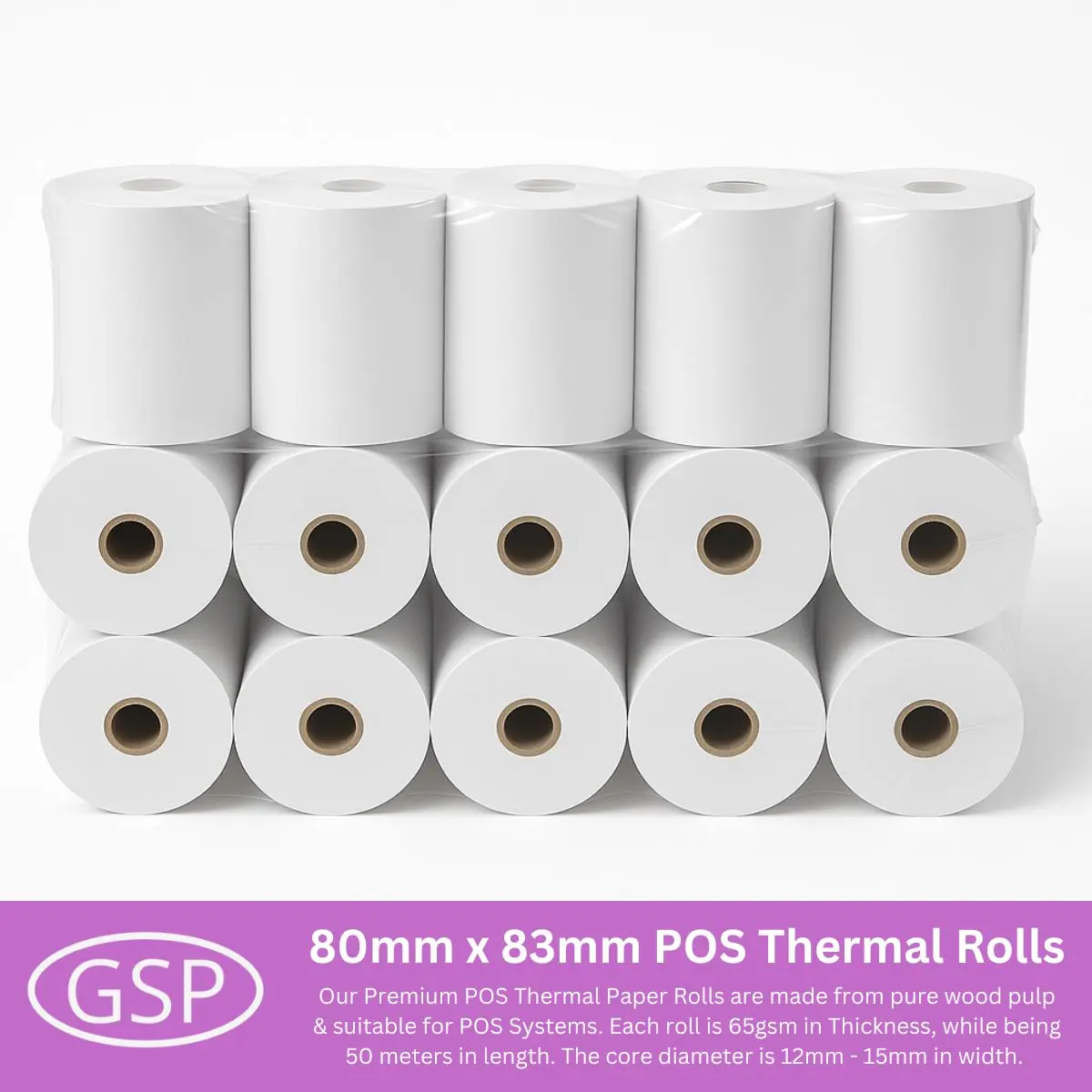 80mm x 83mm POS Thermal Paper Till Rolls - Image 2